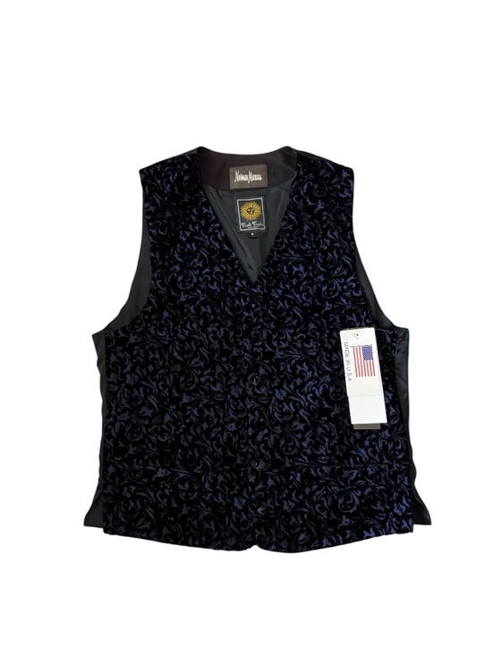 Neiman Marcus Jackets & Blazers - Vintage Neiman Marcus Black & Navy Floral Velvet Vest